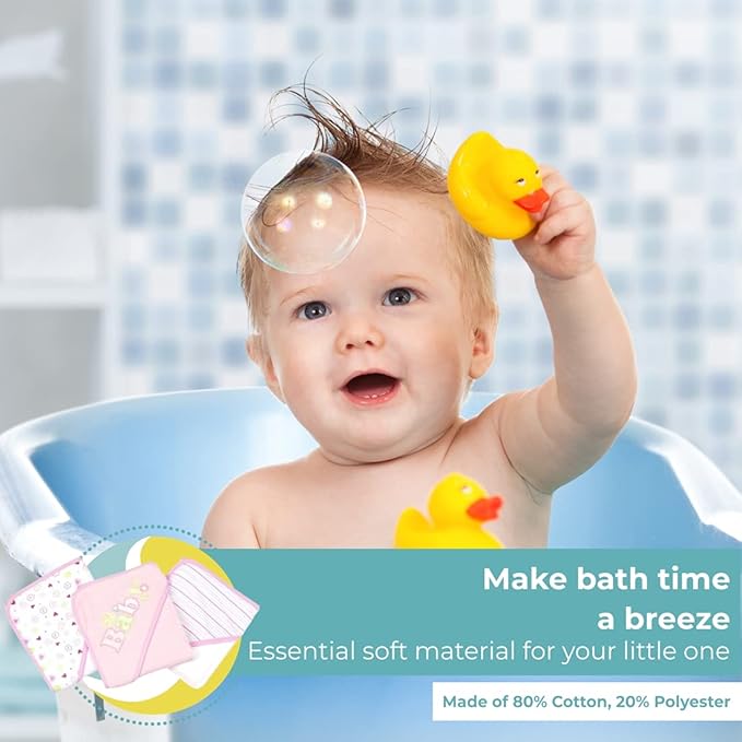 Spasilk Bath Hooded Towels & Washcloths Set for Babies, 23-Piece Gift Set, Pink