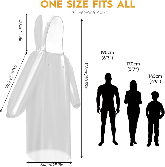 6 & 20 & 50 Pack Disposable Rain Ponchos for Adults/Youth, Waterproof PE Raincoats with Drawstring, Camping/Emergency