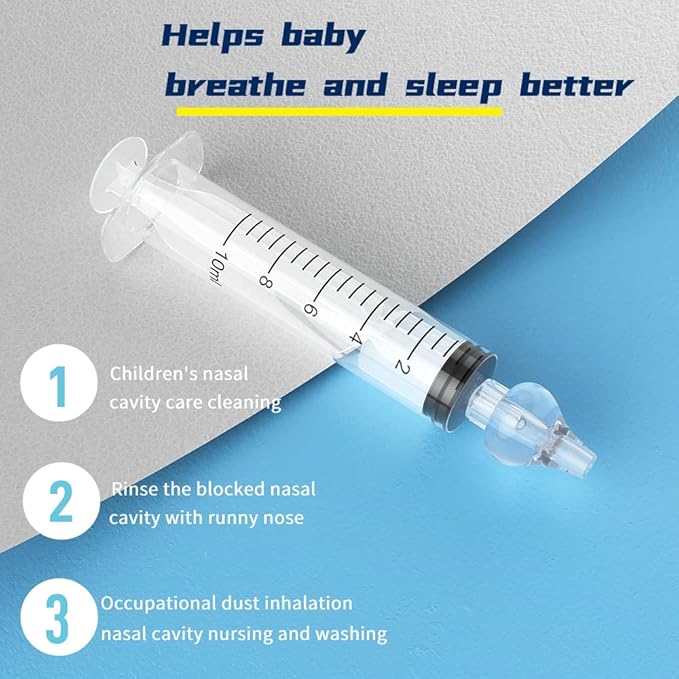 Baby Nasal Irrigator, 10ml Reusable Silicone Infant Nose Cleaner, Soften Nasal Scab Rinsing Tool - 2 Pack