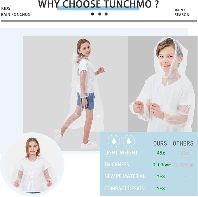 Disposable Rain Ponchos Family 6 Pack/Adults 4-10 Pack/Kids 6 Pack-50% Thicker with Sleeve