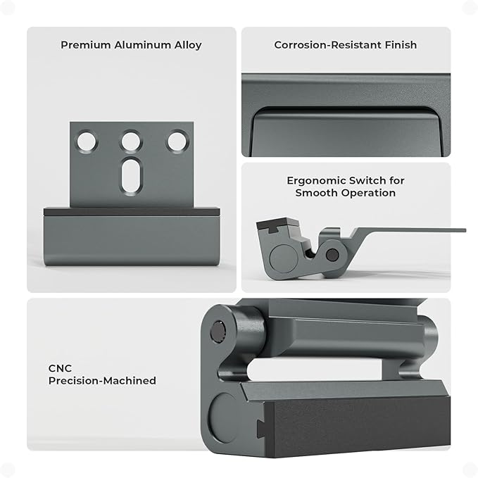 3Pack Home Security Door Reinforcement Lock, Childproof Safety Door Lock Latch Inside Stopper, Add High Security to Prevent Home Unauthorized Entry, Aluminum Construction Finish Grey