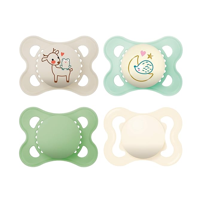 MAM Variety Pack Baby Pacifier, Includes 3 Types of Pacifiers, Nipple Shape is Developed with Dentists, 0-6 Months, Unisex, 4 Count (Pack of 1)