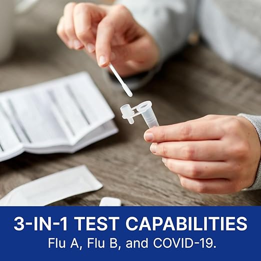 CorDx Tyfast at Home Flu A/B and COVID 19 Multiplex Rapid Test, Easy Nasal Swab, Fast Results in 10 Minutes, 25 Tests