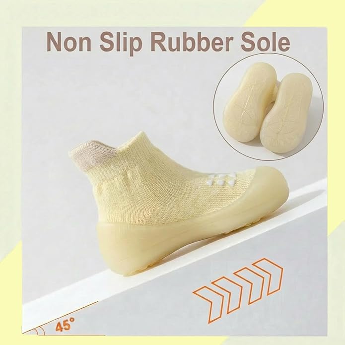 Hstyle Baby Sock Shoes Toddler Walking Shoes Infant Non-Slip Slippers Soft Rubber Sole Sneakers for Baby Boys Girls