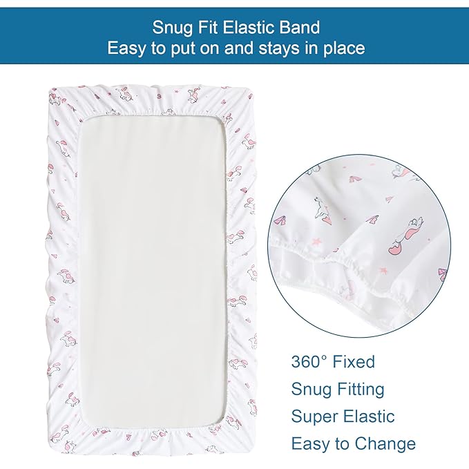 Pack and Play Sheets, Pack n Play Sheets | Mini Crib Sheets 2-Pack, Ultra Soft Pack n Play Mattresses Sheets Compatible with Graco Pack n Play, Soft and Breathable Material, Pink