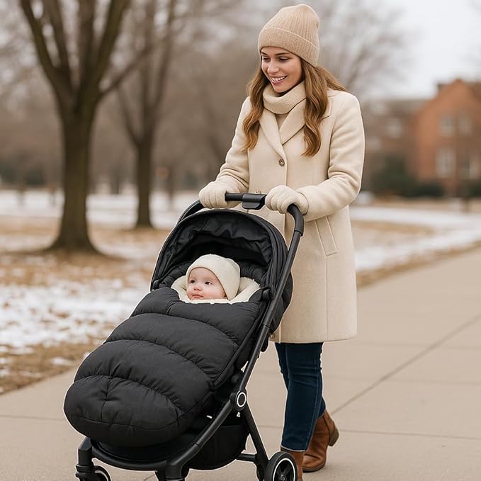 Waterproof &Thicken Universal Stroller Cover Winter,Stroller Footmuff Bunting Bag for Warm Strollers Muff,Stroller Accessories for Baby Sleeping Bag Winter Stroller Blanket