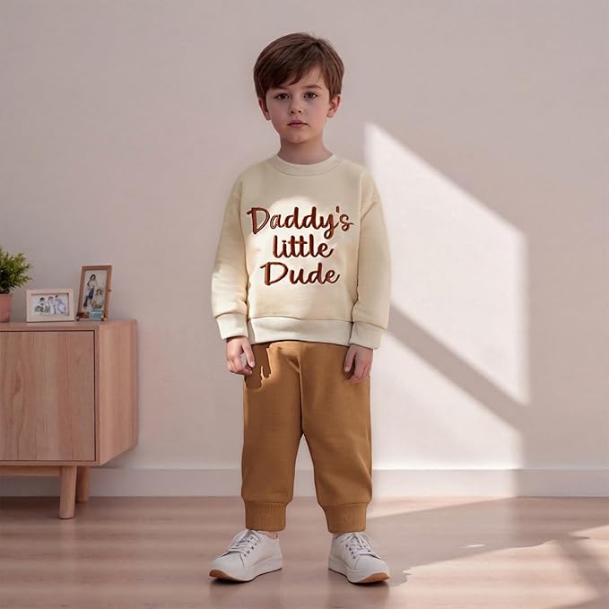 Baby Boy Fall Clothes Set Long Sleeve Letter Print Sweatshirt Pants Toddler Infant Outfits 6 12 18 24 Months 2T