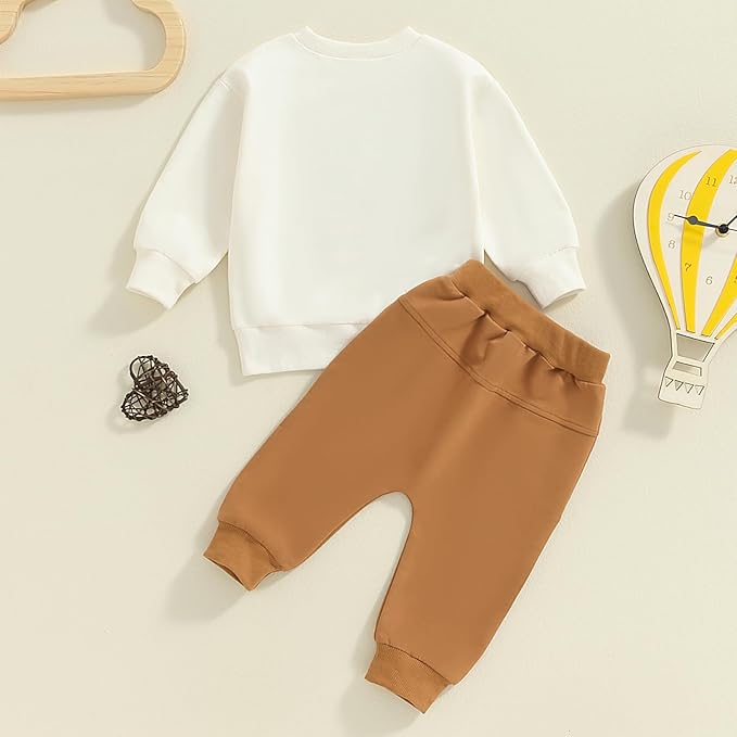 Infant Baby Boy Fall Clothes Set Funny Letter Sweatshirt Pant Outfit Toddler Winter Clothes 6 12 18 Months 2T 3T