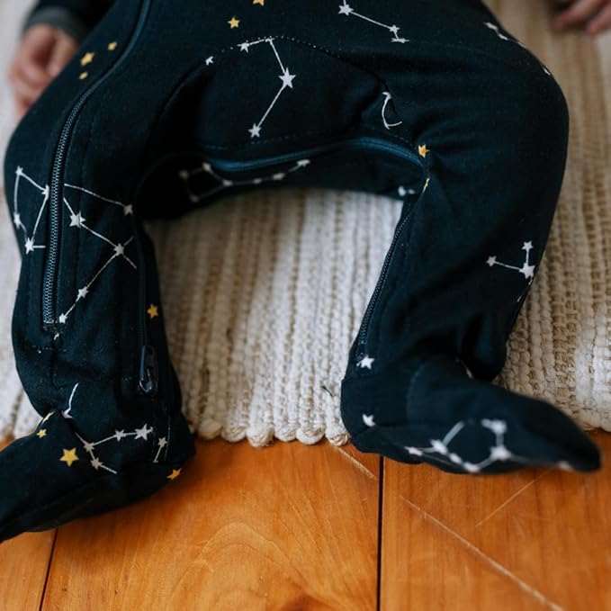 zippyjamz – Zipper Organic Sleeper Footed Onesies Sleeper Baby Pajamas with Inseam Zipper