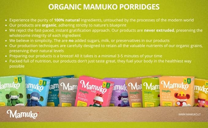 MAMUKO Baby Porridge - Buckwheat Porridge with GMO-Free - Organic Porridge for Healthy Growth & Development - Vegan Porridge Ideal for Babies 6-9 Months - (200g & 10 Servings)