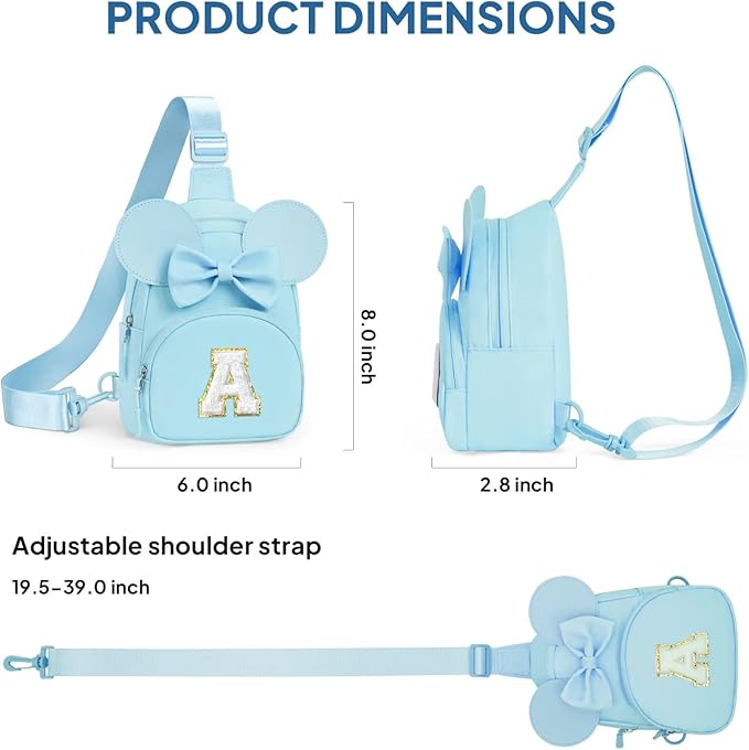YOOLIFE Initial Crossbody Purse Bag for Girls, Small Sling Bag Fanny Pack for Little Girls Purse, Birthday Gifts for 2 3 4 5 6 7 8 Year Old Girl Kids, Personalized Gifts for Daughter Sister, Blue (G)