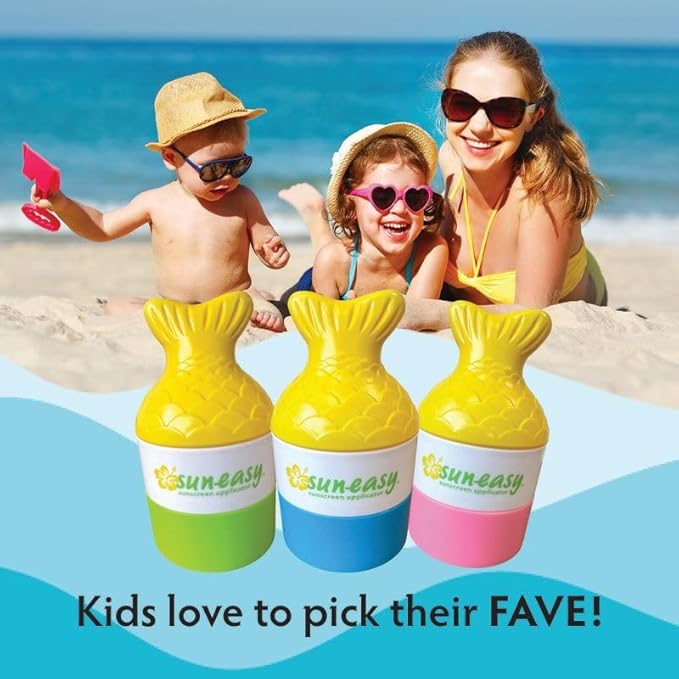 Sun-Easy Sunscreen Applicator, Refillable Roll-On with Sponge for Kids and Babies, Fun, Fast and Mess-Free application, Holds 80 ml, Fish/Blue Cap
