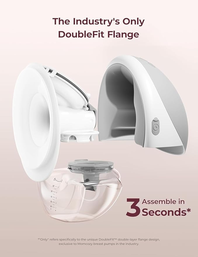 Momcozy Breast Pump Hands Free Upgraded Mobile Flow | M9, App Discreet Control with Personalized Multi-Modes & 15 Levels, Wearable Breast Pump 24mm, 2 Pack Gray