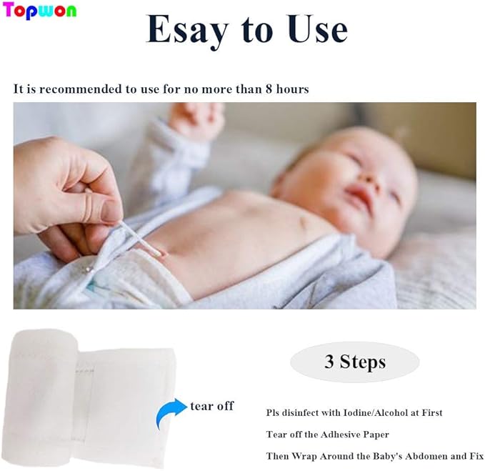 Topwon Cotton Newborn Umbilical Cord Belly Band Disposable to Protect Baby Abdomen Newborn Essentials Must Haves - 8 Pieces