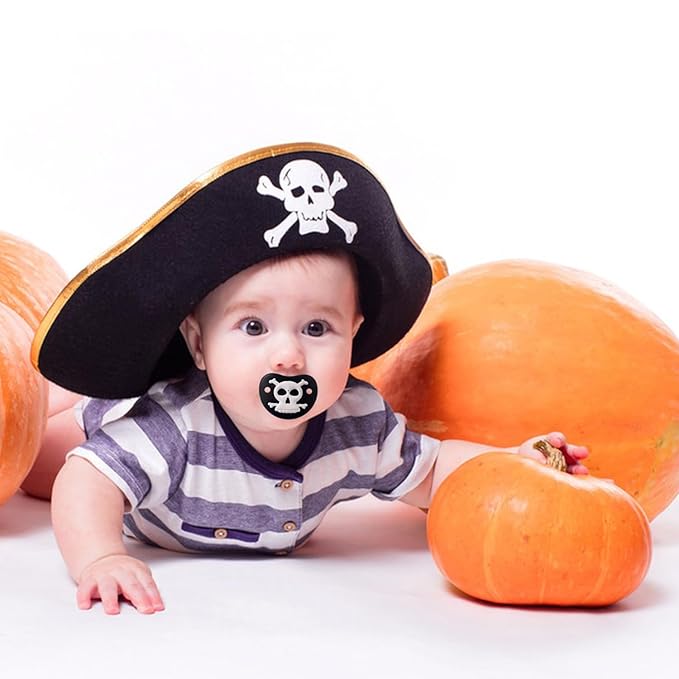 YAPROMO Halloween Pacifiers for Babies 4 PCS Pumpkin Pacifiers Cute Infant Halloween Toys, BPA Free, Latex Free
