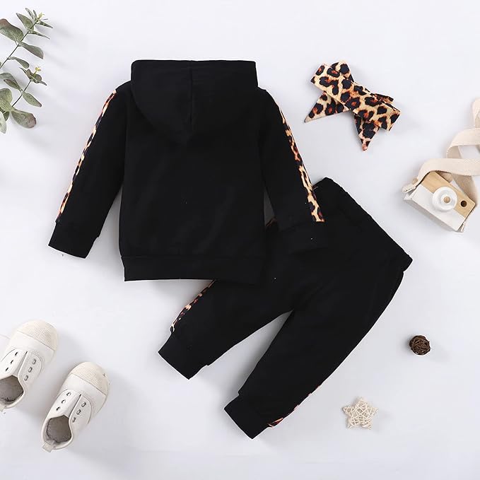 Yvowming Newborn Baby Girl Clothes Outfits Infant Hoodie Sweatshirt Pants Headband Toddler Girl Clothing Set