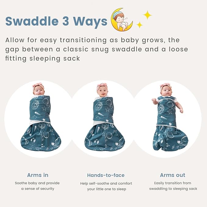 ZIGJOY Sleep Sack Swaddle 1.0 TOG Baby Wearable Blanket 100% Cotton Baby Swaddle Blanket for Newborns 6-12 Months for Boy Girl, Space