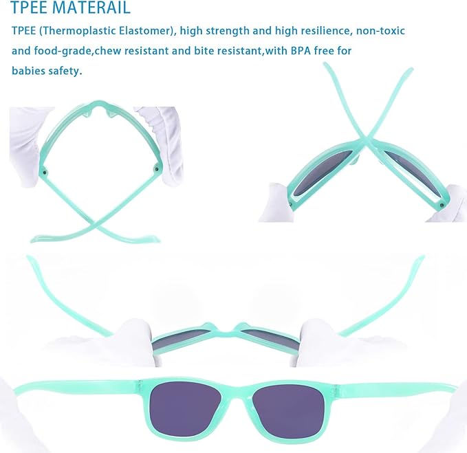 MAXJULI Baby Infant Sunglasses Safe, Soft, With Adjustable Strap 0-24 Months BPA Free 7002