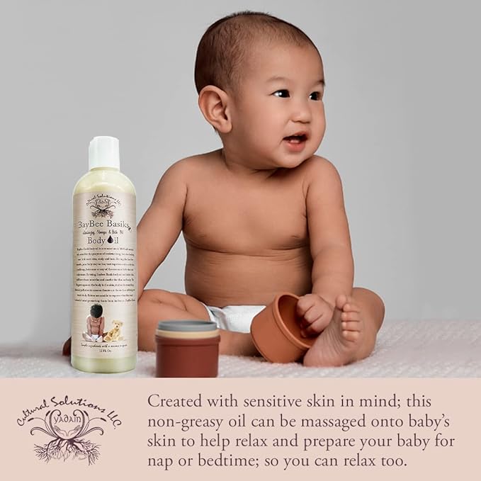 Yadain Baybee Basiks Head 2 Toe Moisturizing Massage & Body Oil | Baby Bath Oil Moisturizer For Sensitive Skin & Hair, 12oz
