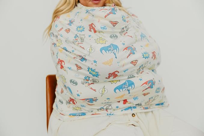 Copper Pearl Multi-Use Cover: Car Seat Covers, Nursing Cover, and Stroller Cover - Stretchy Fabric, All-Season Use, Stylish Designs, Easy Access for Moms - Justice League™