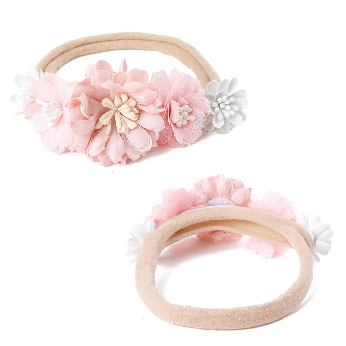 Baby Girl Headbands Nylon Flower Elastic Hairbands 6pcs Hair Accessories Gift for Newborn Infant Toddlers