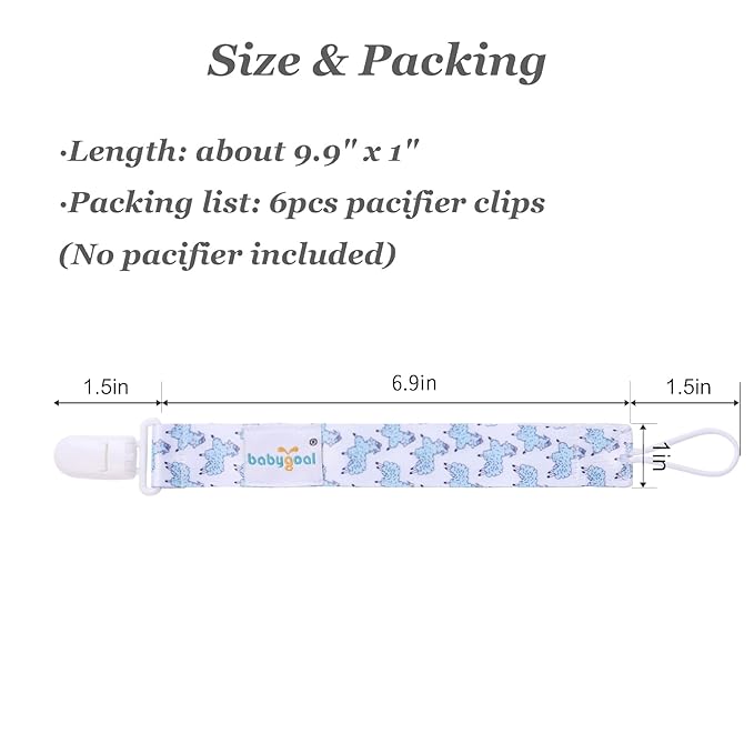 babygoal Pacifier Clips, 6 Pack Pacifier Holder Fits for Most Pacifiers and Binkies 6PB02