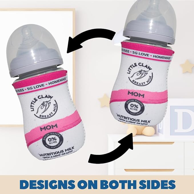 Hard Seltzer Themed Coozies for Baby Bottles - Funny Gift for New Parents & Baby Showers - (2 Premium Designed Neoprene Coozies + BPA/Lead/Phthalate Free Bottle Included) (Design 2)
