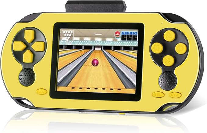 16 Bit Handheld Game for Kids Adults, 3.0'' Large Screen Preloaded 230 HD Classic Retro Video Games with USB Rechargeable Battery & 3 Game Cartridges for Birthday Gift for Kids 4-12 (Yellow)