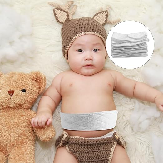 Healifty Baby Belly Belt 12-Pack Cotton Newborn Navel Protector Soft Infant Belly Bands for Abdominal Warmth and Comfort 16.53X3.54X0.07In