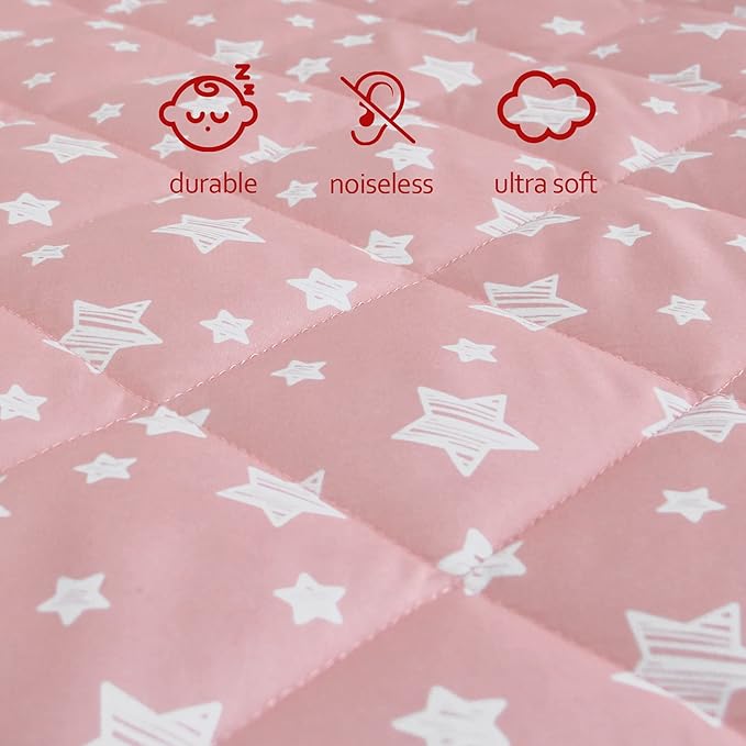 Pack and Play Sheets Fitted, Breathable Thick Playard Lovely Print Cover 39"×27"×5" Compatible with Graco Pack n Play, Pink Star