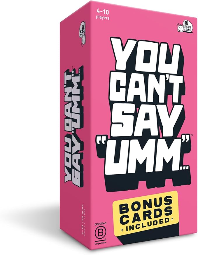 Big Potato You Can't Say UMM: A Party Game for Family and Adults, Fast-Paced Family Word Game, Must Have for Game Night, Bonus Content Included