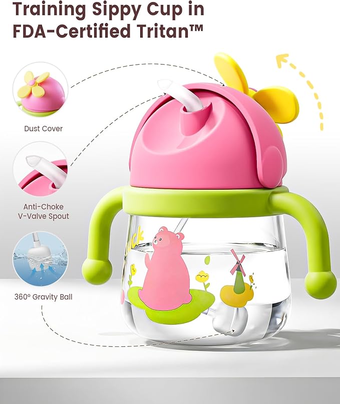 EMOJOY Silicone Baby Feeding Set, Toddler Plates Set 8 PCS – Suction Plate, Spoons, Forks, Bibs and Sippy Cups, Baby Led Weaning Essential, BPA-Free Baby Dishes & Utensils, Dishwasher Safe