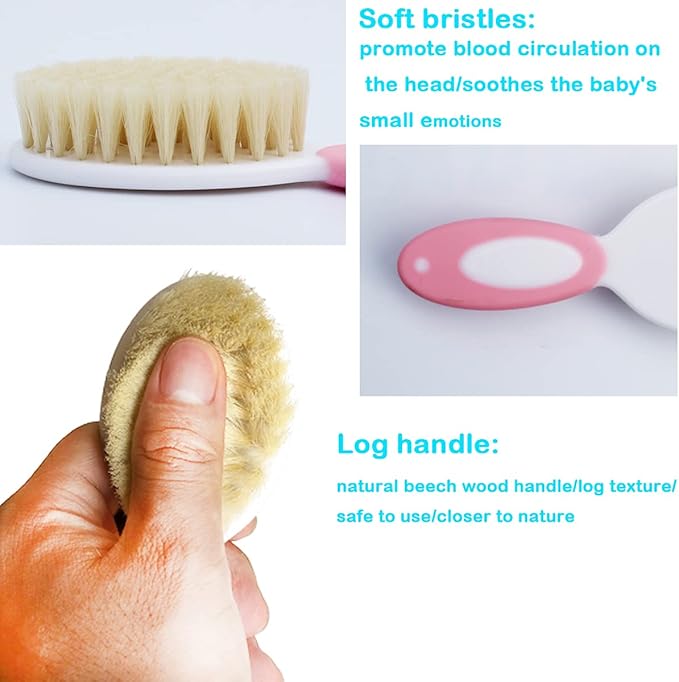 Baby Hair Brush Soft Goat Bristles-Ideal for Cradle Cap-for Newborns & Toddlers-Natural Perfect Baby Registry Gift…