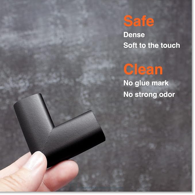 Roving Cove Slimfit Corner Edge Protector for Baby Proofing (Small 18ft Edge 8 Corners), Furniture Safety Bumper Guard, Soft NBR Rubber Foam, 3M Adhesive, Onyx Black