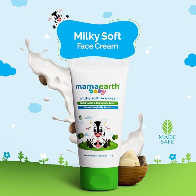 Mamaearth Milky Soft Baby Face Cream | with Nourishing Murumuru Butter | Moisturizes Baby’s Dry & Itchy Skin | 5.6 Ph-Balanced Formula 2.03 Fl Oz (60ml)
