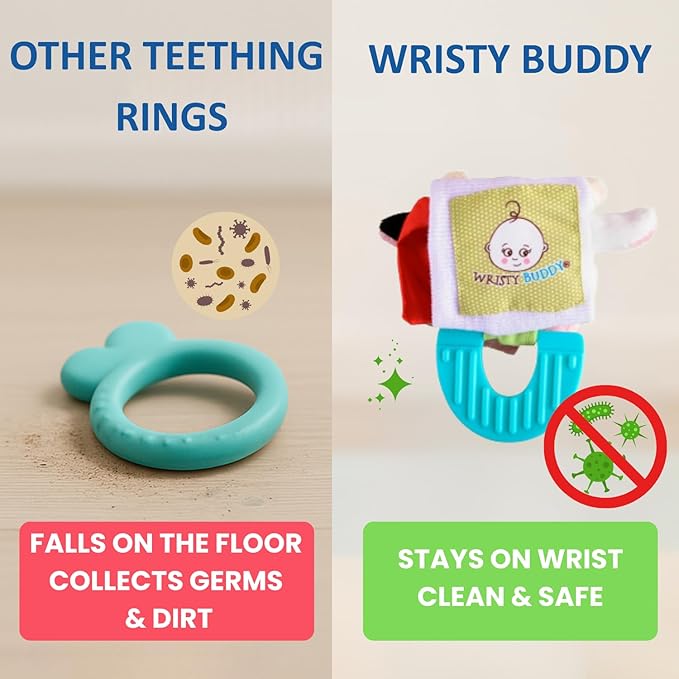 Wristy Buddy Teething Ring for Babies 0-6 8 10 12 Months | Cute Soft Octopus Teething Toys & Gloves | Baby Teething Relief Toy Pack | Infant Chew Toys for 3-6 Months, 1 2 3 Years