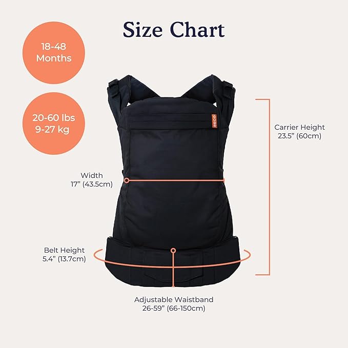Beco Toddler Carrier (20-60 lbs) with Extra Wide Seat, 100% Cotton - Front-Carry & Backpack Style - Lightweight & Ergonomic Sling Carrier for Children from 18months - Geometric