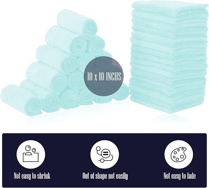 16 Pack Baby Washcloths - Luxury Coral Fleece - Extra Absorbent and Soft Wash Clothes for Newborns, Infants and Toddlers - Suitable for Sensitive Skin and New Born-Baby Shower-Frozen Blue,10x10 Inch