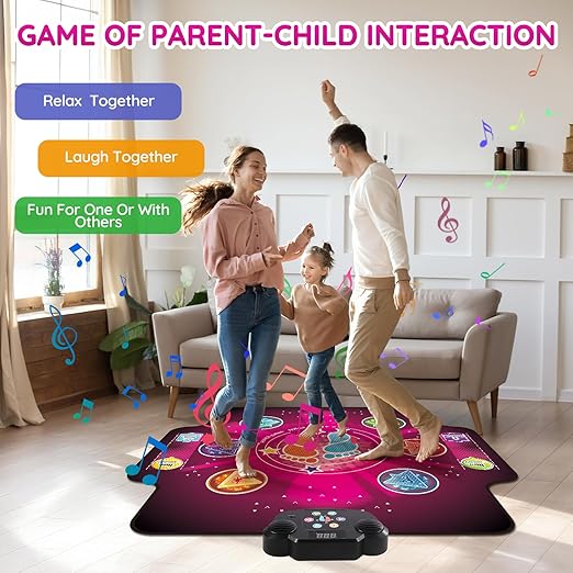 Electronic Dance mat for kids,Upgraded Light-up 6-Button Dancing Pad,Wireless Bluetooth toys,Birthday Christmax Musical Gifts for boys girls,Built-in Music Playmat,Ages 3 4 5 7 8 9 10 11 12+ Year Old