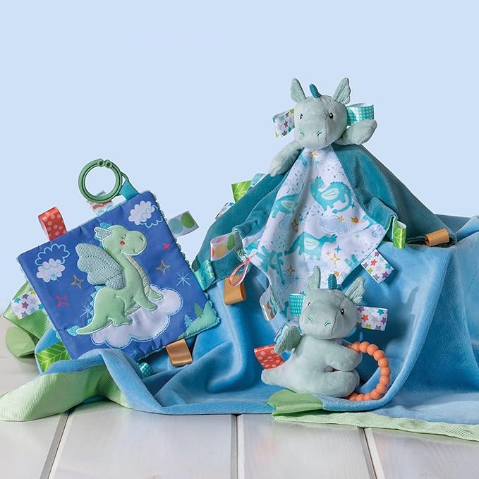 Soft Baby Rattle with Soothing Teether Ring and Sensory Tags, 6-Inches, Drax Dragon
