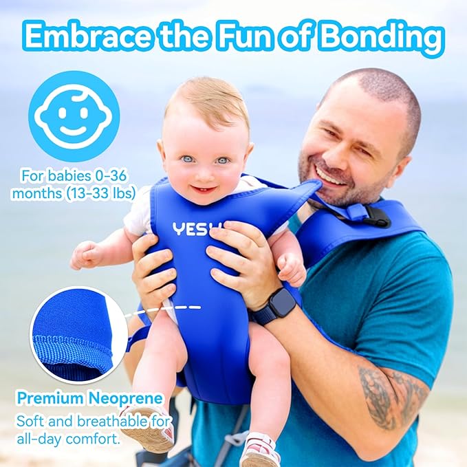 Baby Carrier, Dual-Use Adjustable Baby Sling Support Infant Chest Holder with Drawstring Backpack for Newborn to Toddler 13-33 lbs Swimming Pool Beach Land (Dark Blue)