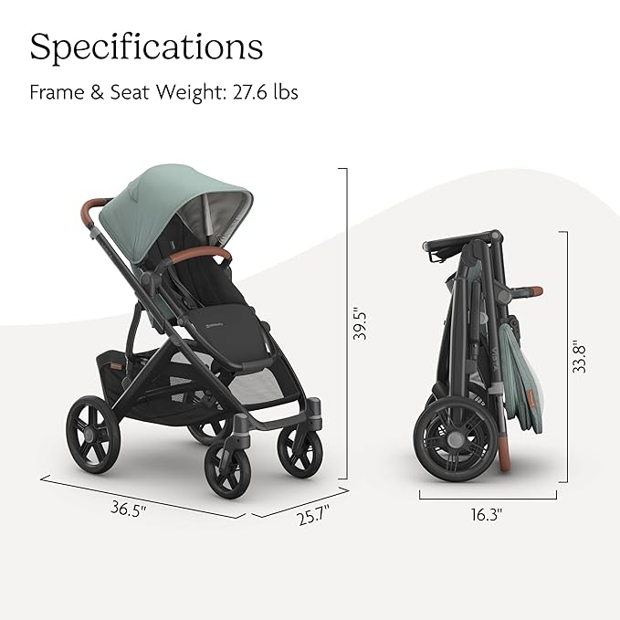 UPPAbaby Vista V3 Convertible Single-to-Double Stroller for Baby & Toddler, 30+ Configurations, Travel System Compatible, All-Wheel Suspension, XL Basket – Kenzi (Mystic Aqua/Carbon Frame)
