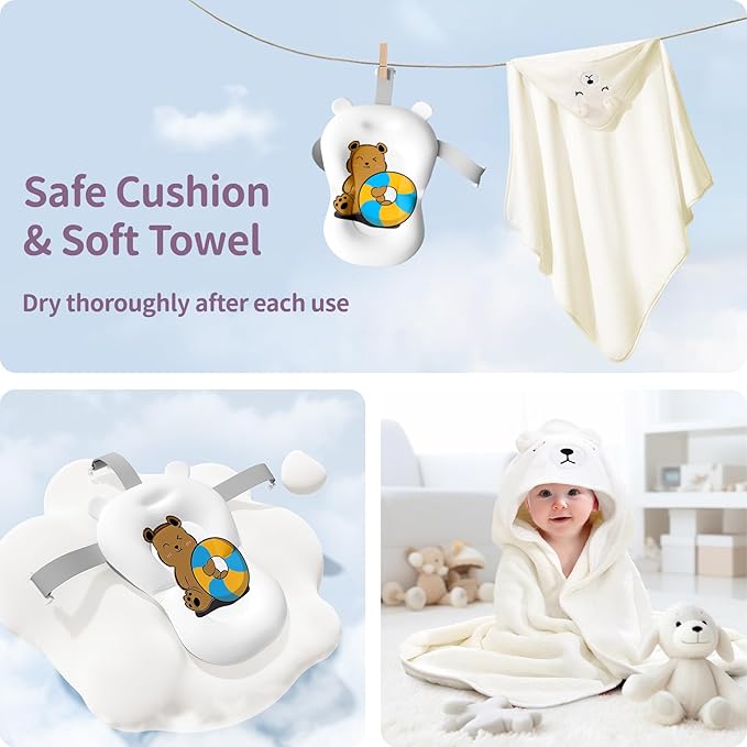 Collapsible Baby Bathtub for Newborn to Toddler (0-18 Months) - Foldable Baby Bath Tub with Soft Towel, Newborn& Infant Bathtub for Travel and Outdoor, Grey