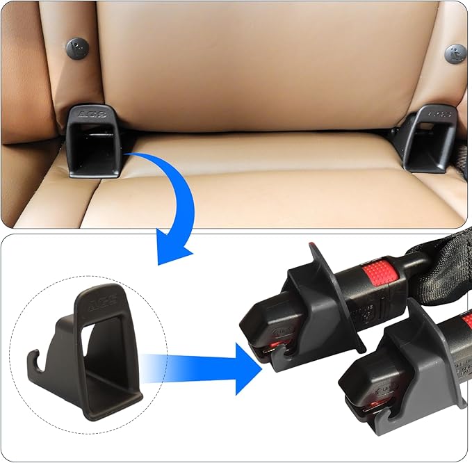 ISOFIX Interface Belt Latch Guide, 2 Pcs Car Seat ISOFIX Interface Buckle Fixed Guide Groove Car Seat Bracket Connector, Black