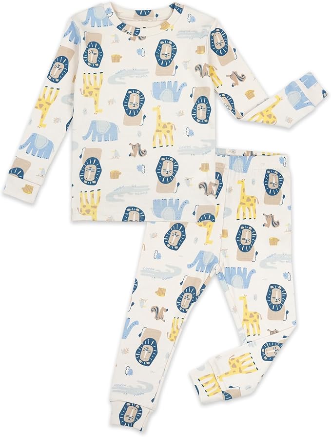 moimoln Sibling Matching 6M-8Y Soft Warm Cotton Modal Character Long Sleeve Snug-Fit Pajama Long Sleeve Sleepwear Daily