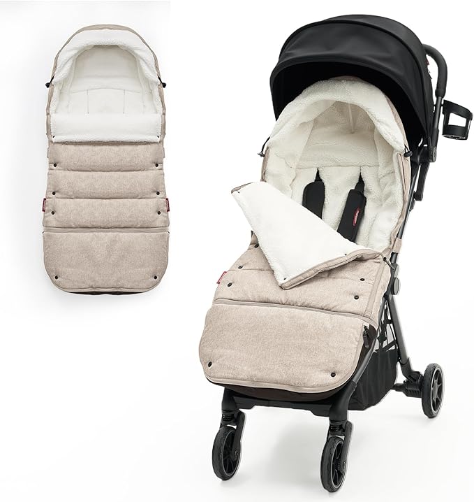 Momcozy Stroller Footmuff Universal | Easily Attaches to Most Strollers | Ultra-Plush,Weather-Proof Stroller Sleeping Bag | Deluxe Warm Stroller Bunting Bag | Extendable Cover Winter | Adjust-Buckle