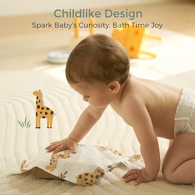 Momcozy Baby Washcloths - 4 Layer Design| Medium Thickness| Soft & Absorbent| Premium Cotton for Newborns'Skin-Great for Bathing, Wiping & on-The-go Use, Shower Gift and Essential(5 Pack, 10x10 inch)
