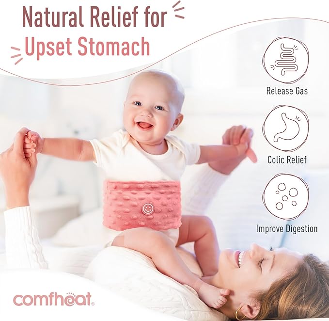 Colic and Gas Relief for Newborns and Infants, Heated Tummy Wrap, Baby Swaddling Belt with Soothing Warmth, Natural Relief for Upset Stomach in Babies Toddlers, 0-3 Years (Watermelon Red)