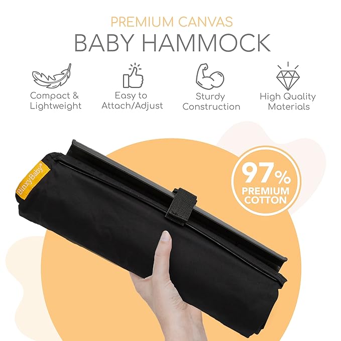 Binxy Baby Shopping Cart Hammock – Infant Seat for Grocery Carts – Holds Car Seats Securely – Compatible with Select 4-Seater Wagons (20–24” Wide) – Supports Up to 50 lbs – Black