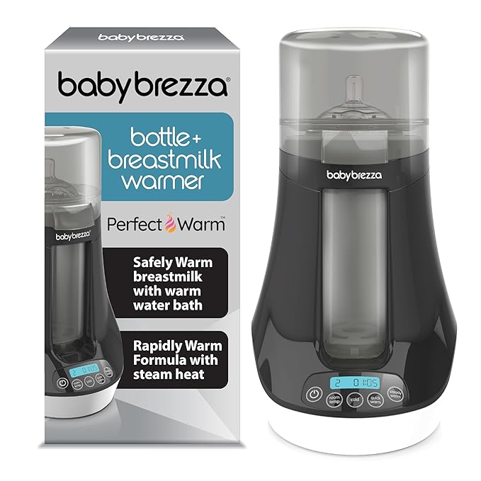 Baby Brezza Fast Baby Bottle Warmer - Baby Milk + Breastmilk Warmer Defroster – 2 Unique Temperatures for Breastmilk + Formula - Universal Fit for All Bottles, Bags + Jars